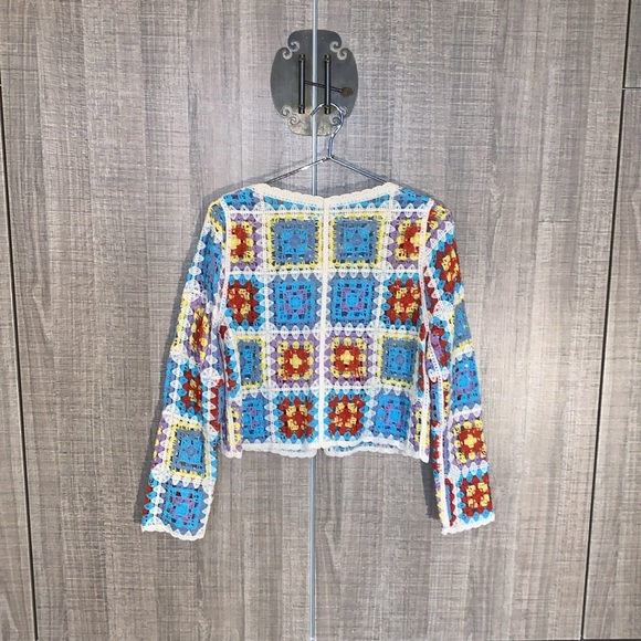 Knit cardigan multicolor long sleeve, classic,‎ loose fit, - Picture 4 of 13
